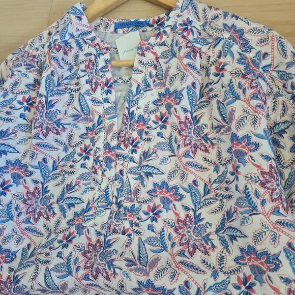 *NWT J. Mclaughlin Nylee 100% Linen Floral Dress Size S Relaxed Fit 3/4 Sleeves - Picture 3 of 12